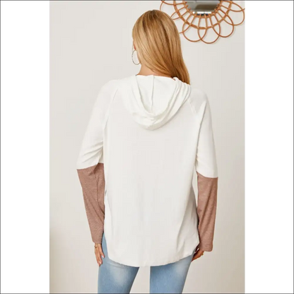 Color Block Drawstring Half Button Hoodie - Hoodies Sweatshirts & on Sale Worldwide Shipping