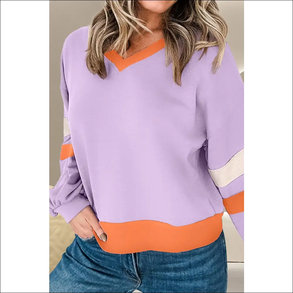 Chic Color Block Long Sleeve Sweatshirt - Sweatshirts & Hoodies on Sale Worldwide Shipping