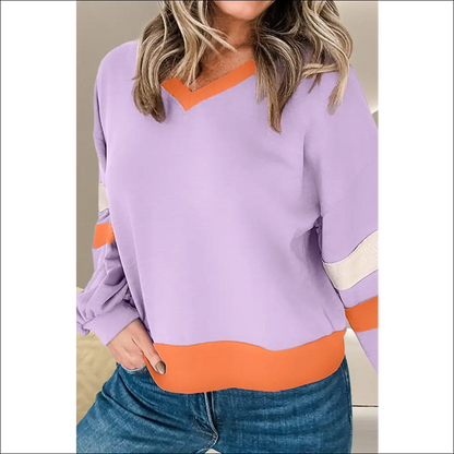 Chic Color Block Long Sleeve Sweatshirt - Sweatshirts & Hoodies on Sale Worldwide Shipping