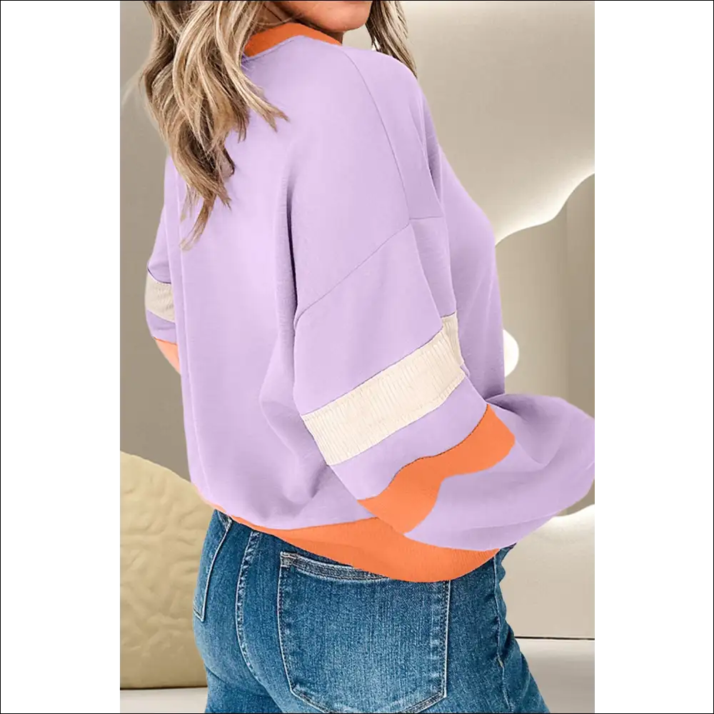 Chic Color Block Long Sleeve Sweatshirt - Sweatshirts & Hoodies on Sale Worldwide Shipping