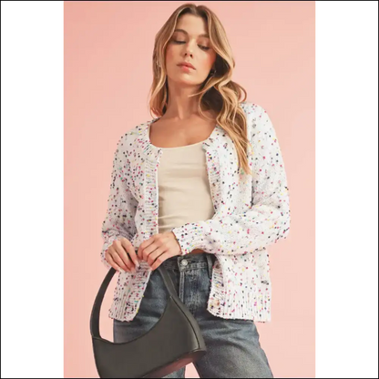 Confetti Knit Cardigan: Cozy Heart Thief from Needful Things! - Cardigans on Sale Worldwide Shipping
