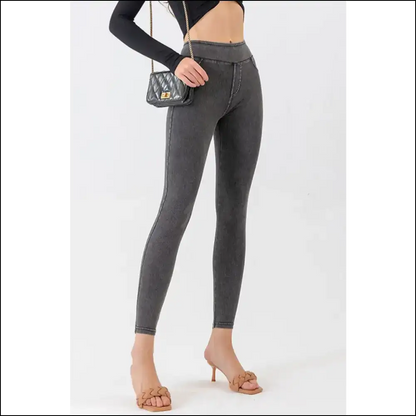 Confidently Curved: the High Waist Skinny Jeans that Dare you to Strut! 💃 - Dark Gray / Xs - on Sale Worldwide Shipping