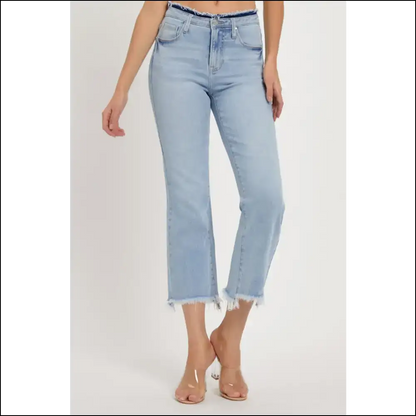 Conquer Life in High Rise Raw Edge Crop Jeans - Feel Like a Goddess! 👖✨ - on Sale Worldwide Shipping