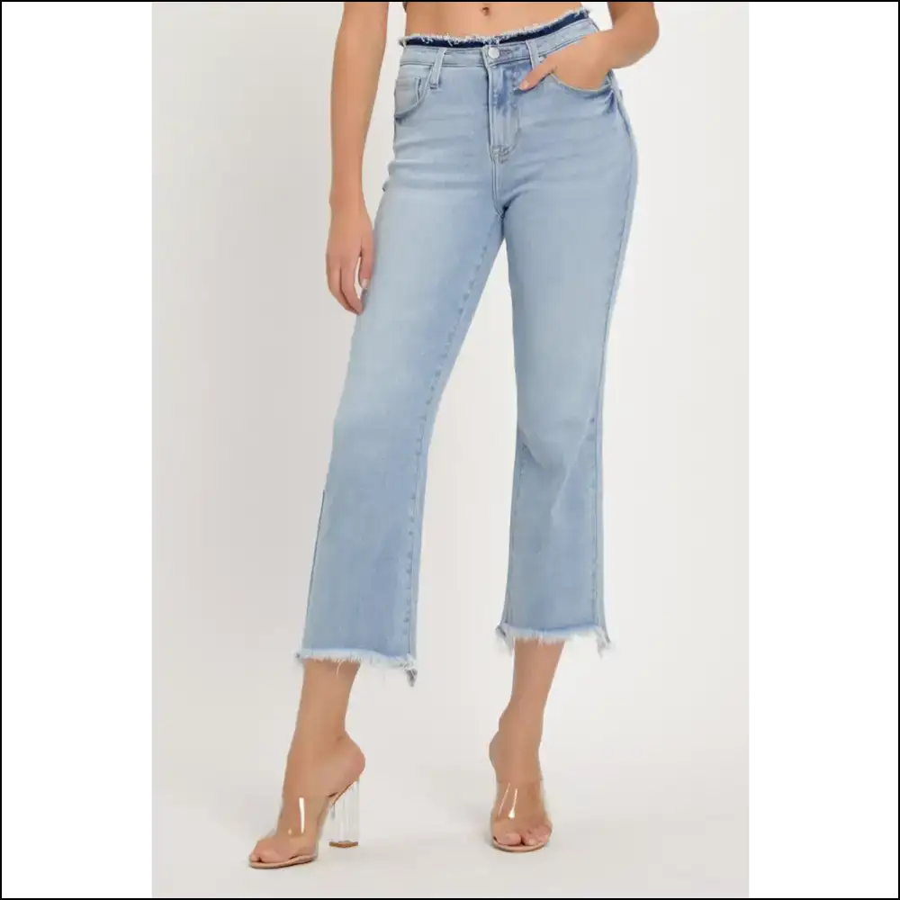 Conquer Life in High Rise Raw Edge Crop Jeans - Feel Like a Goddess! 👖✨ - Light Blue / 3xl - on Sale Worldwide Shipping