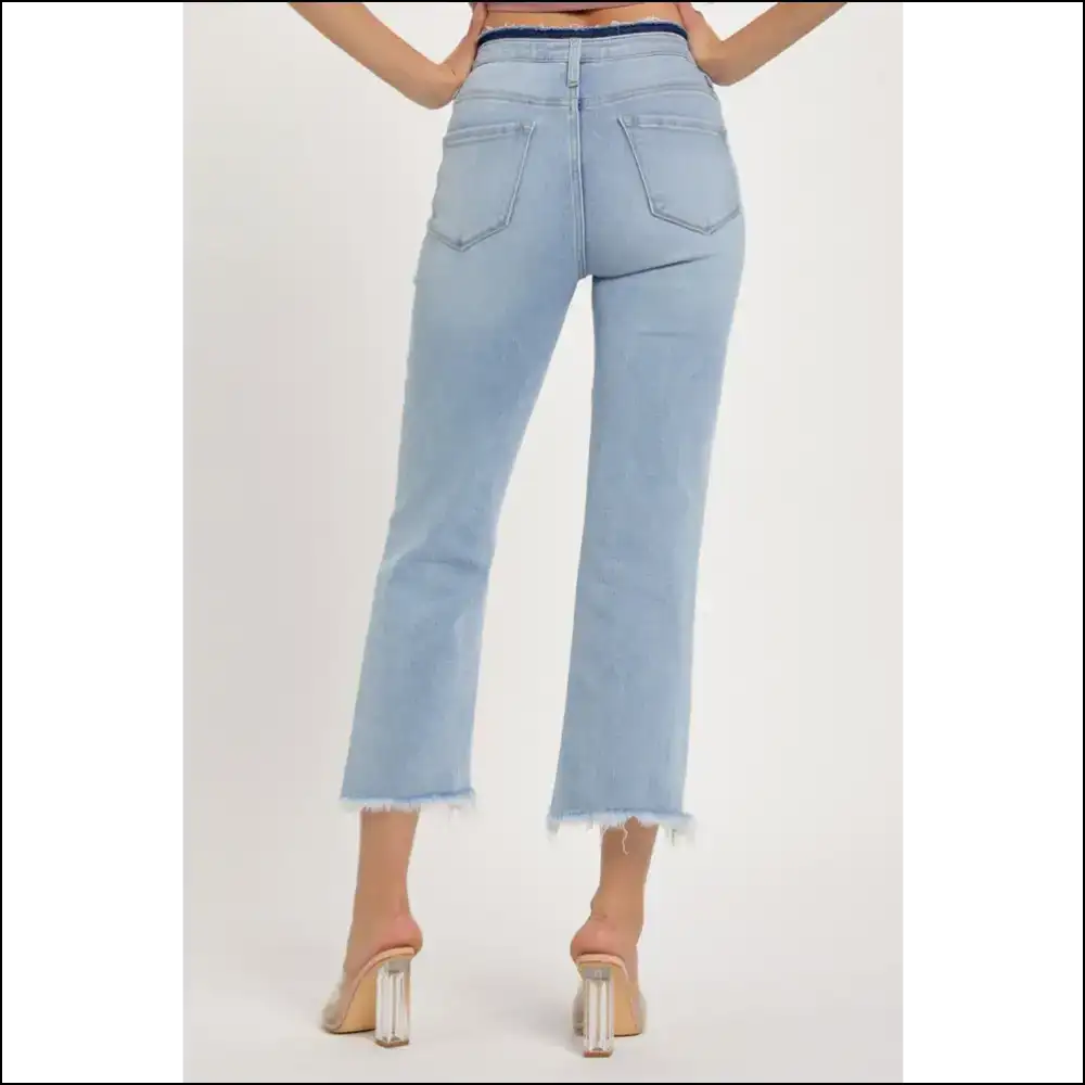 Conquer Life in High Rise Raw Edge Crop Jeans - Feel Like a Goddess! 👖✨ - on Sale Worldwide Shipping