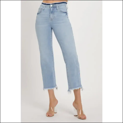 Conquer Life in High Rise Raw Edge Crop Jeans - Feel Like a Goddess! 👖✨ - on Sale Worldwide Shipping
