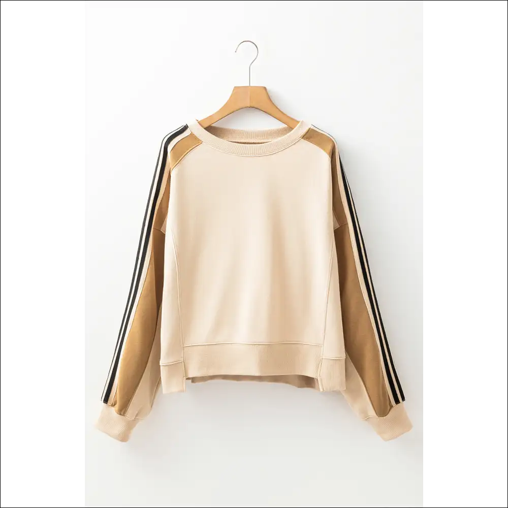 Chic Contrast Round Neck Long Sleeve Sweatshirt - Sweatshirts & Hoodies on Sale Worldwide Shipping