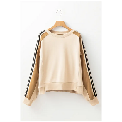 Chic Contrast Round Neck Long Sleeve Sweatshirt - Sweatshirts & Hoodies on Sale Worldwide Shipping
