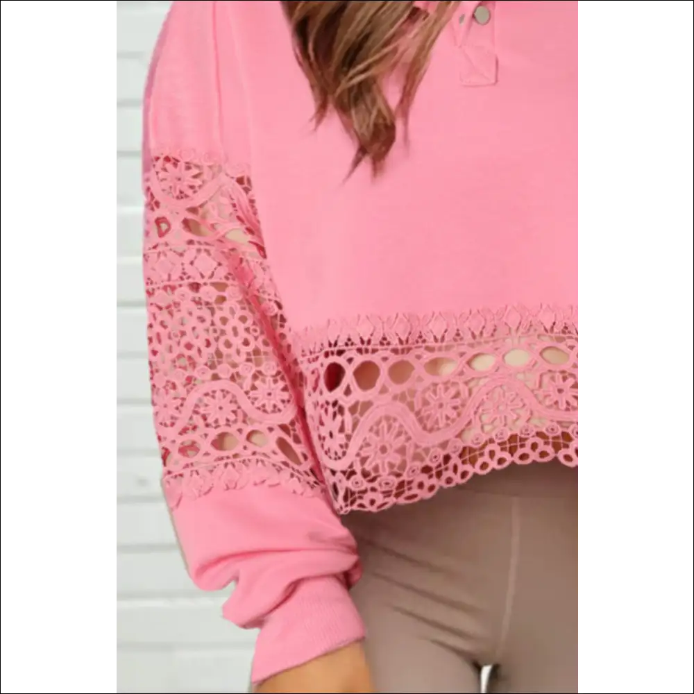 Chic Crochet Snap Button Sweatshirt - Sweatshirts & Hoodies on Sale Worldwide Shipping