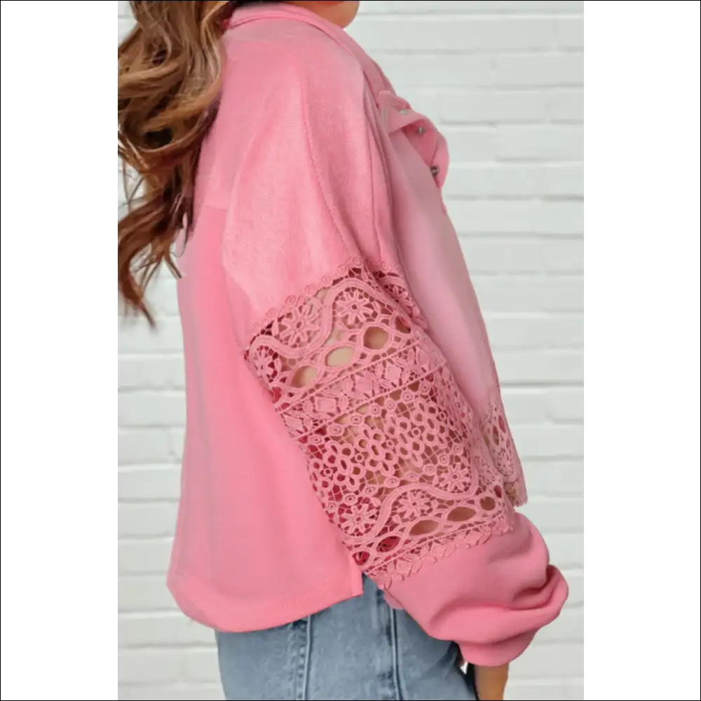Chic Crochet Snap Button Sweatshirt - Sweatshirts & Hoodies on Sale Worldwide Shipping