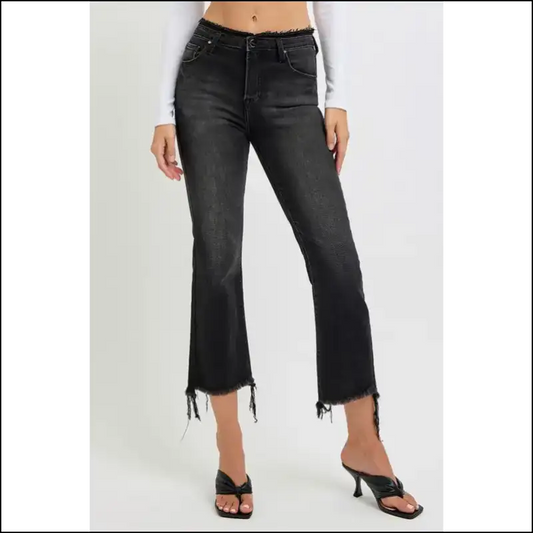 Cropped Flare Jeans that Make your Inner Fashionista Scream Yas Queen! 👑✨ - Black / 3xl - on Sale Worldwide Shipping