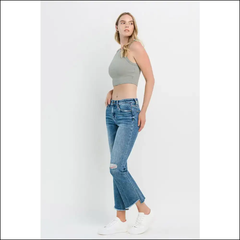 Cropped Flare Magic: Turn Heads not Trousers with Vervet’s Distressed Delight! 😂✨ - Jeans on Sale Worldwide Shipping