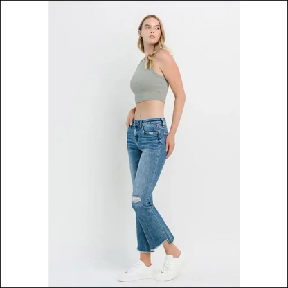 Cropped Flare Magic: Turn Heads not Trousers with Vervet’s Distressed Delight! 😂✨ - Jeans on Sale Worldwide Shipping
