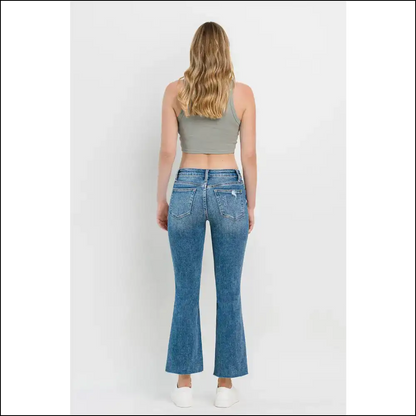 Cropped Flare Magic: Turn Heads not Trousers with Vervet’s Distressed Delight! 😂✨ - Jeans on Sale Worldwide Shipping