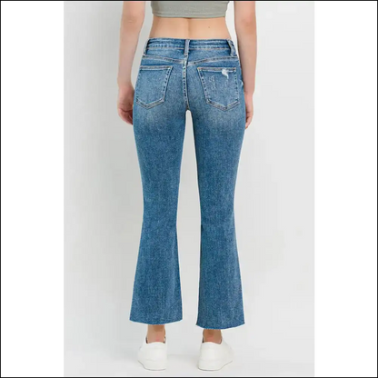 Cropped Flare Magic: Turn Heads not Trousers with Vervet’s Distressed Delight! 😂✨ - Jeans on Sale Worldwide Shipping