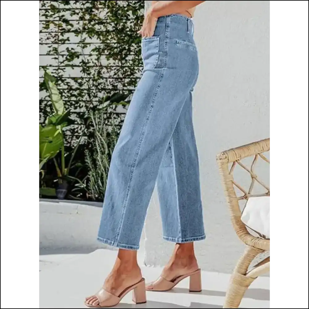 Cropped Jeans that Fly High: the Button to your Style Revolution! - on Sale Worldwide Shipping
