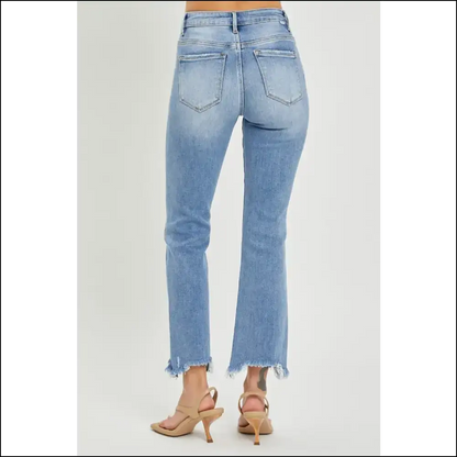 Cropped Straight Jeans: where Frayed Hem Meets Fabulous Fashion Fail! 😂👖 - Jeans on Sale Worldwide Shipping