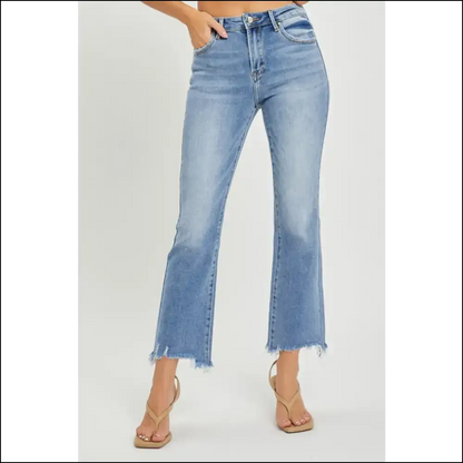 Cropped Straight Jeans: where Frayed Hem Meets Fabulous Fashion Fail! 😂👖 - Medium / 11(30) - Jeans on Sale Worldwide Shipping