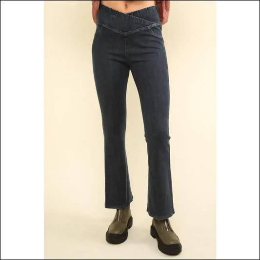 Crossover Waist Leggings: Denims so Comfy You’ll Forget Pants Exist! 😂 - Black / s - Jeans on Sale Worldwide Shipping