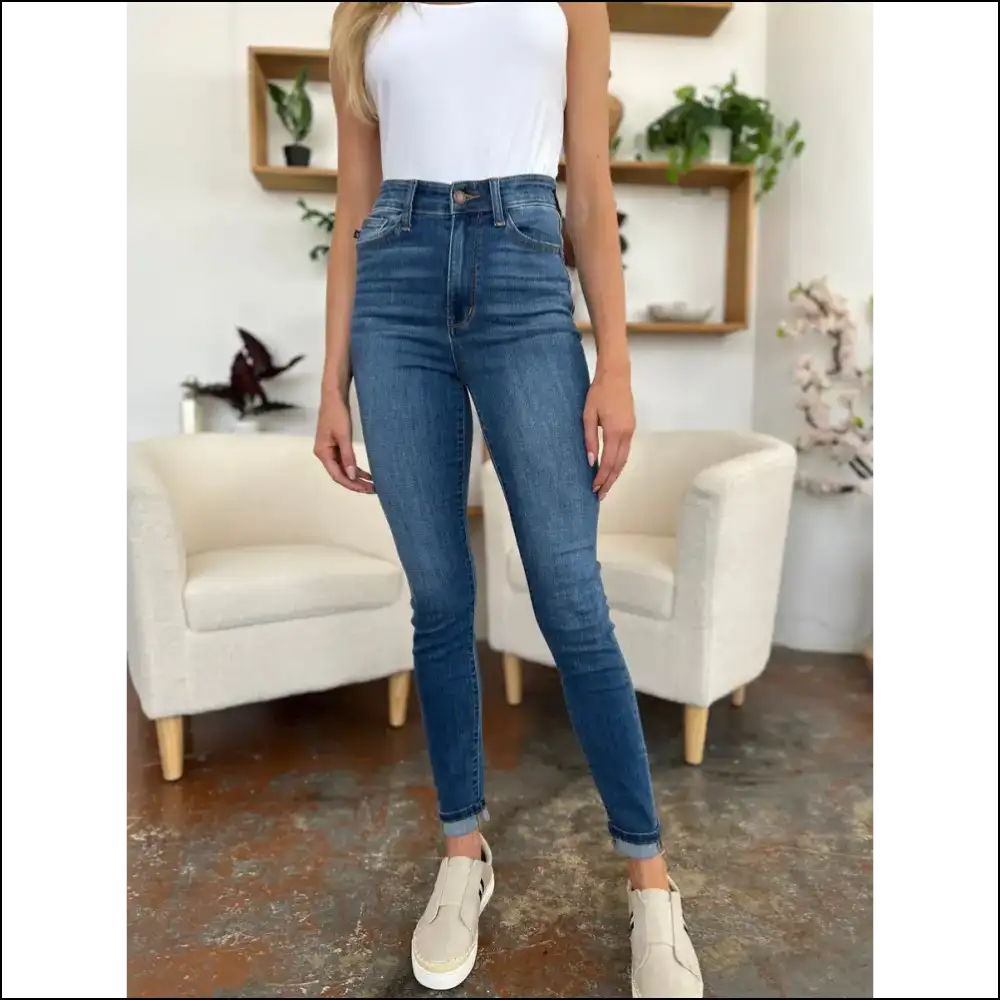 Cuffed Hem Skinny Jeans: Style so Good Even your Couch will Feel Jealous! 💁‍♀️ - Jeans on Sale Worldwide Shipping