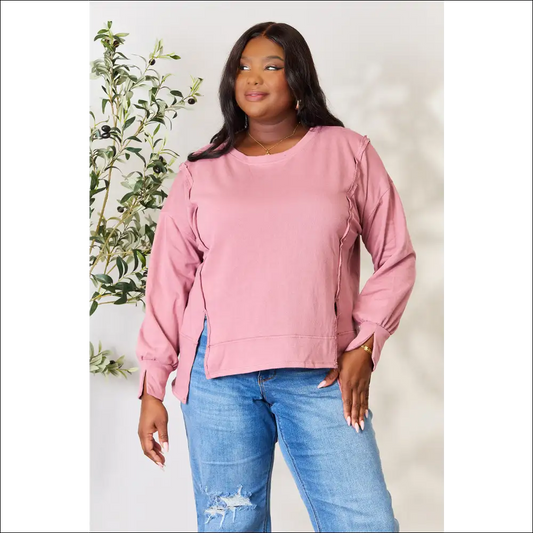 Culture Code Exposed Seam Slit Top - Red / s - Sweatshirts & Hoodies on Sale Worldwide Shipping