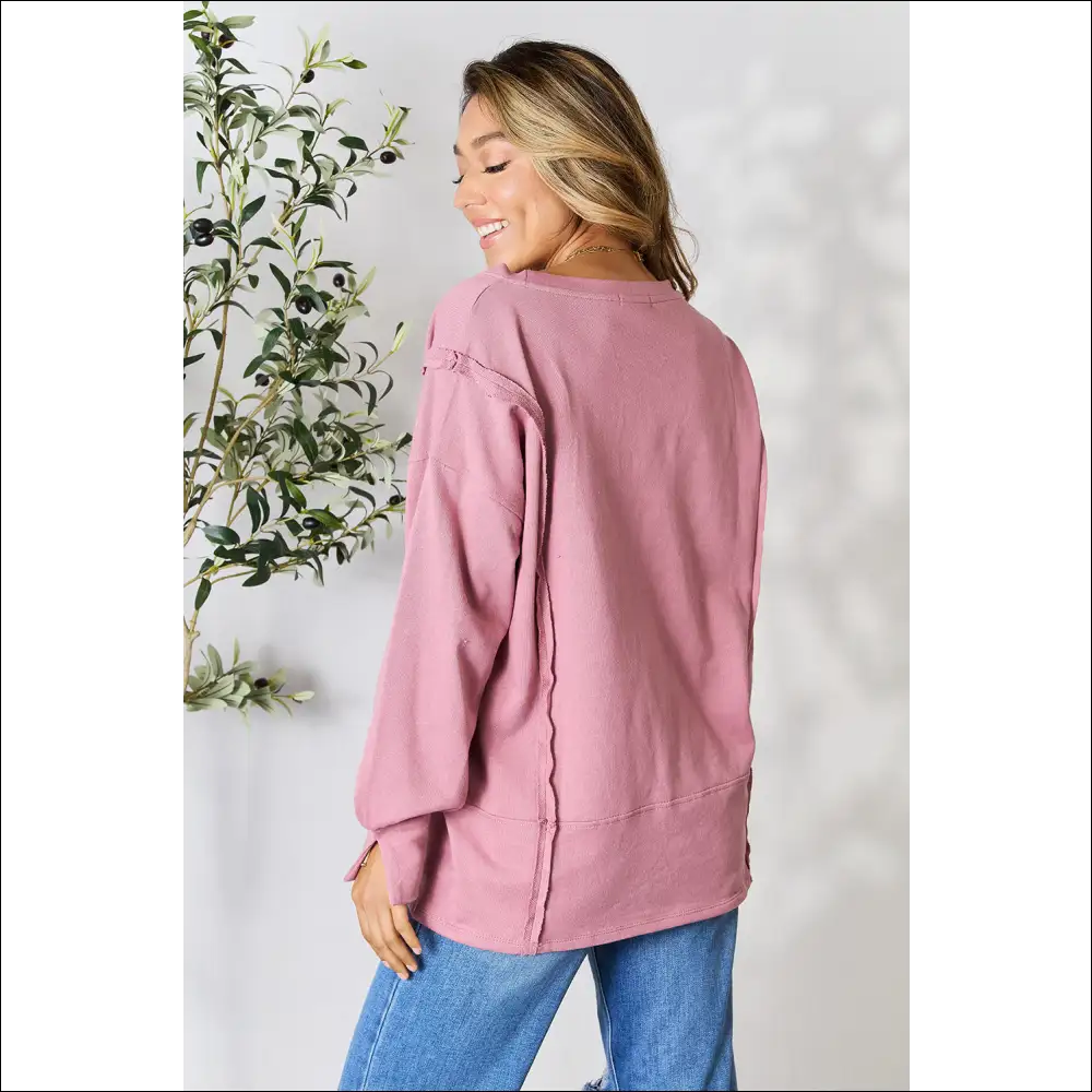 Culture Code Exposed Seam Slit Top - Sweatshirts & Hoodies on Sale Worldwide Shipping