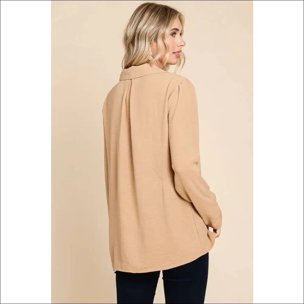 Culture Code Chic Ruched Long Sleeve Blouse - Blouses on Sale Worldwide Shipping