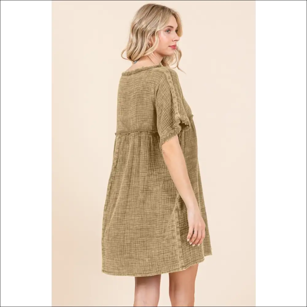 Charming Babydoll Texture Dress with Pockets - Dresses on Sale Worldwide Shipping