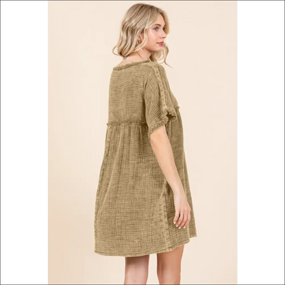 Charming Babydoll Texture Dress with Pockets - Dresses on Sale Worldwide Shipping