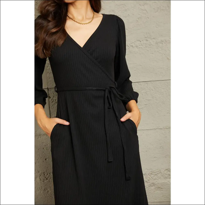 Culture Code Surplice Flare Ruching Midi Dress - Dresses on Sale Worldwide Shipping