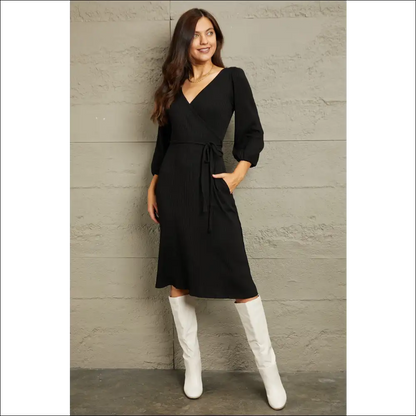 Culture Code Surplice Flare Ruching Midi Dress - Dresses on Sale Worldwide Shipping