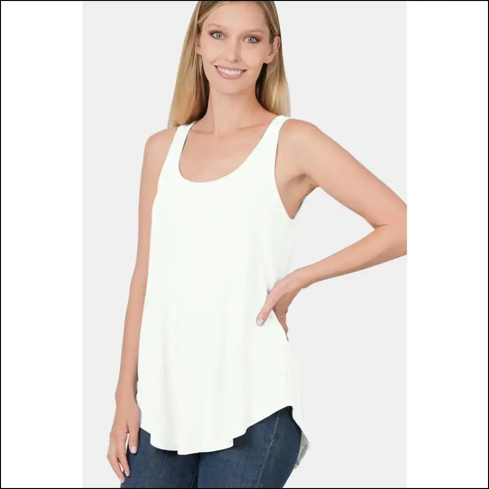 Curved Hem Perfection: your Zenana Chic Tank Top Obsession Awaits 😜✨ - Tops on Sale Worldwide Shipping