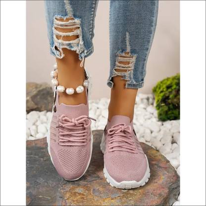 Cutout Leopard Lace Up Mesh Athletic Shoes - on Sale Worldwide Shipping