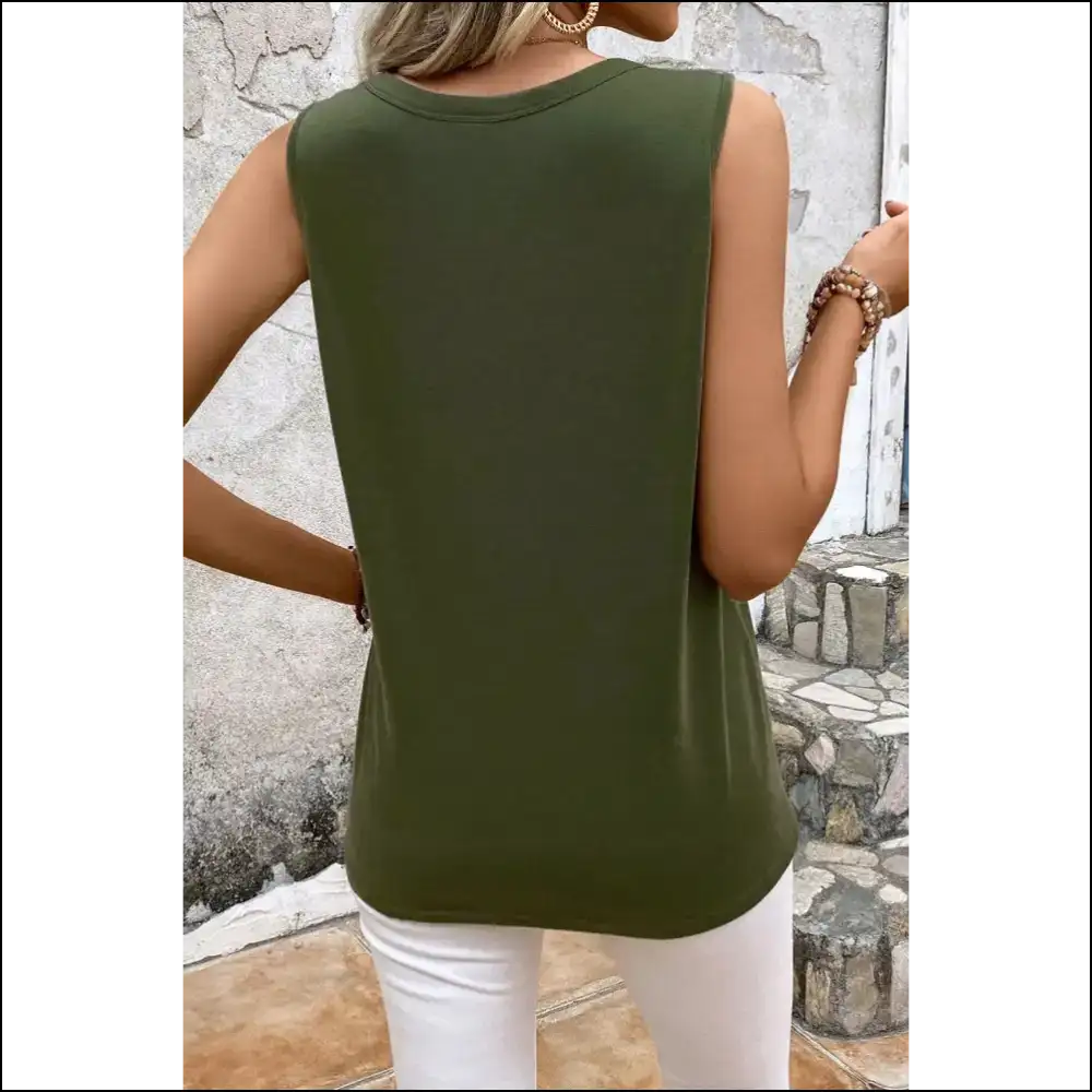 Cutout Round Neck Tank - Chic & Stylish Women’s Essential - Tops on Sale Worldwide Shipping