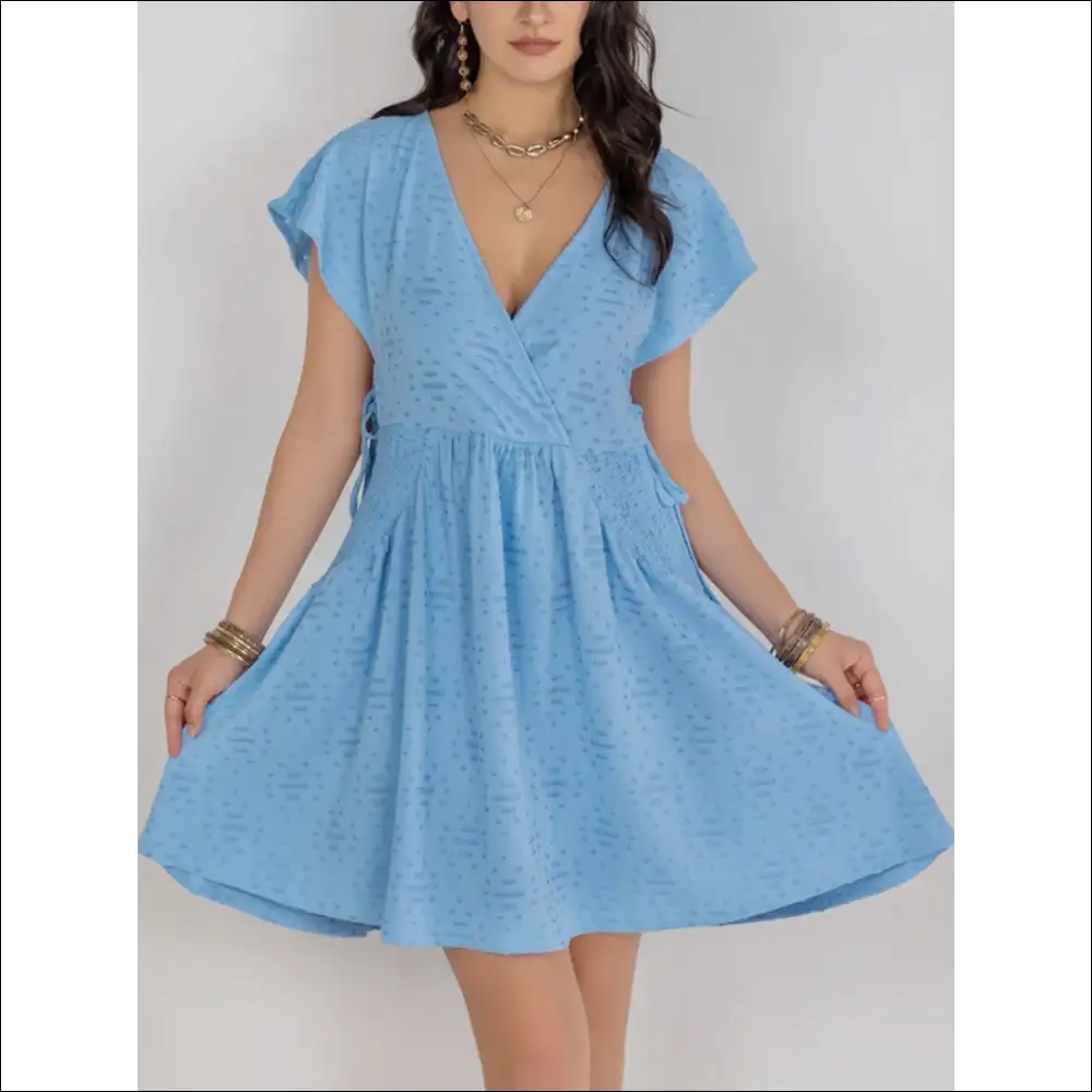 Chic Cutout Surplice Short Sleeve Dress - Dresses on Sale Worldwide Shipping