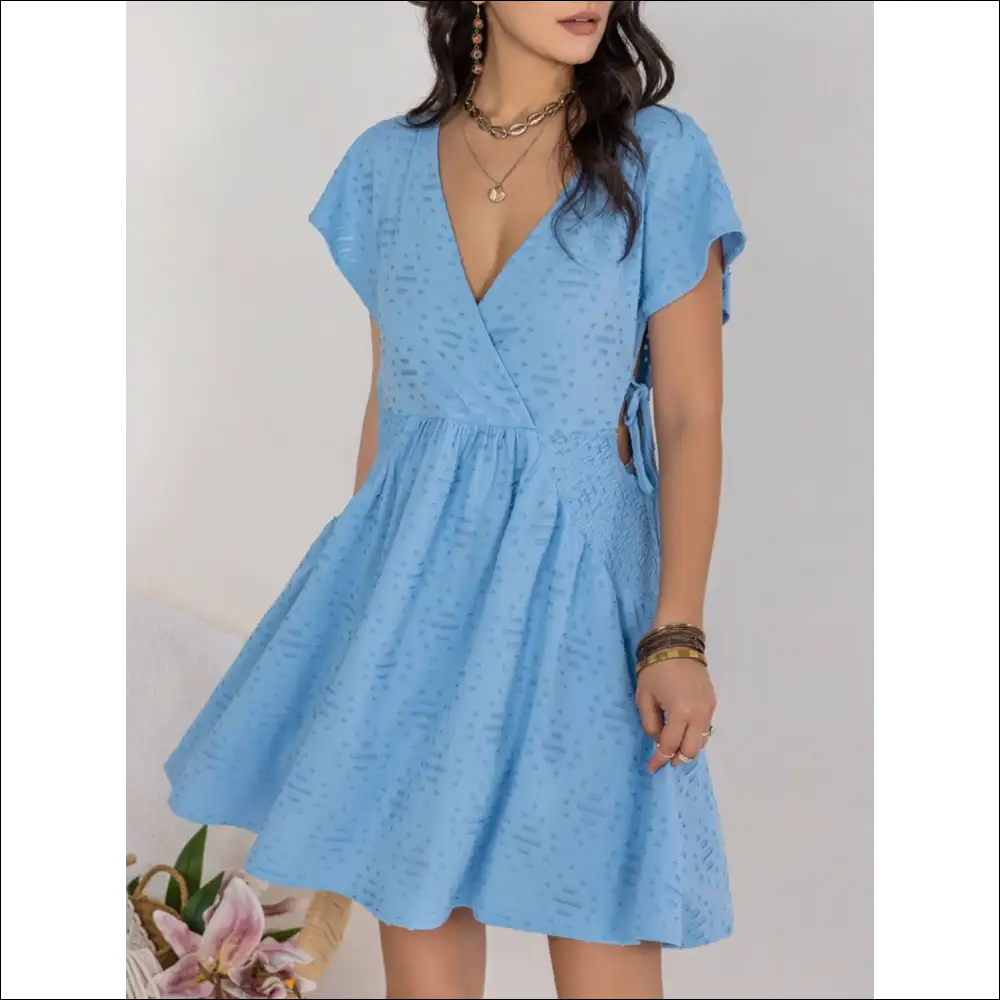 Chic Cutout Surplice Short Sleeve Dress - Dresses on Sale Worldwide Shipping