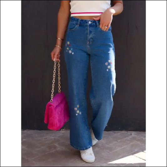 Dance Like no One’s Watching in our Embroidered Chic Straight Jeans! - Navy / Xl - Jeans on Sale Worldwide Shipping