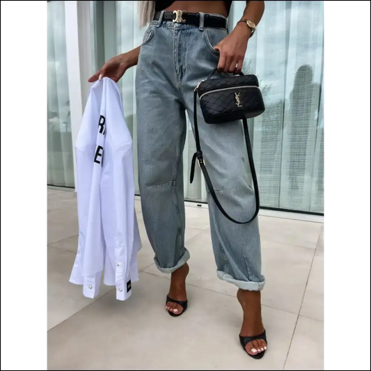 Dare to Flare: Chic High Waist Wide Leg Jeans for Life’s Fashionable Fails 😂👖 - Light Blue / 2xl - on Sale Worldwide Shipping