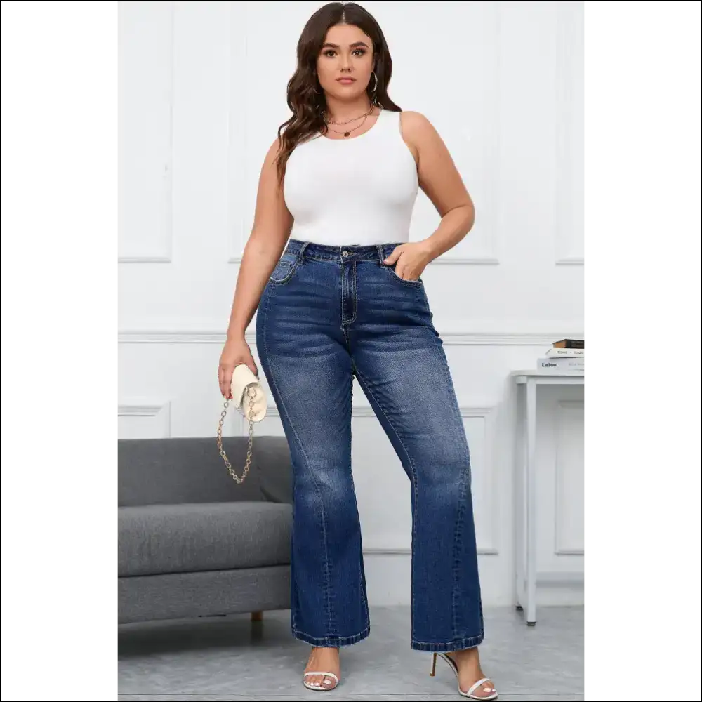 Dark Blue Flare Jeans: Bye Muffin Top Hello Booty from Needful Things 🍑 - Jeans on Sale Worldwide Shipping