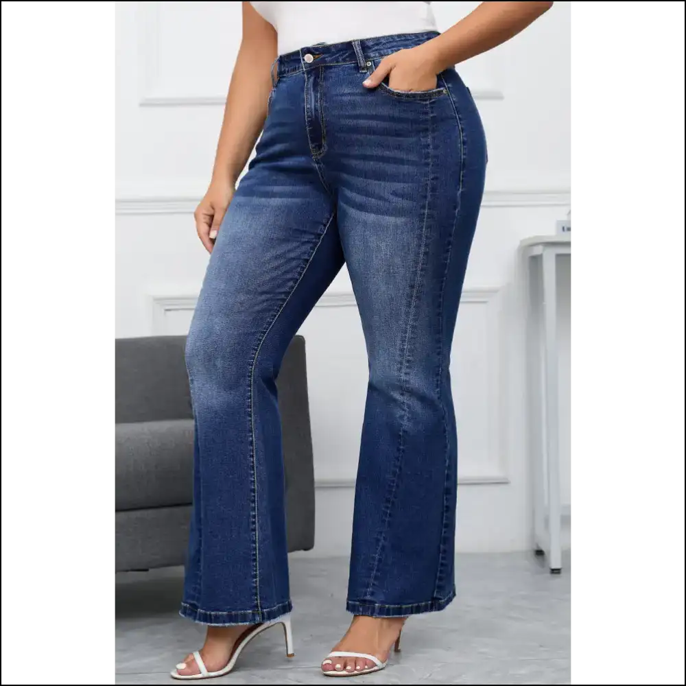 Dark Blue Flare Jeans: Bye Muffin Top Hello Booty from Needful Things 🍑 - Jeans on Sale Worldwide Shipping
