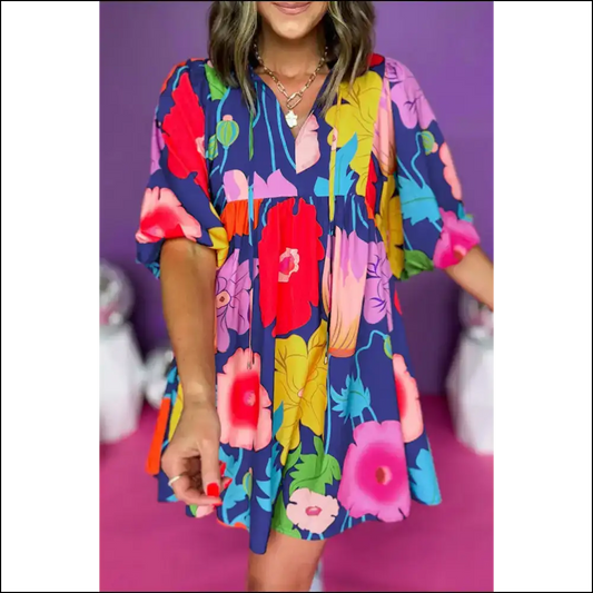Dark Blue Floral Dress: Dressed to Frill 💙 Needful Things - s - Short Dresses on Sale Worldwide Shipping
