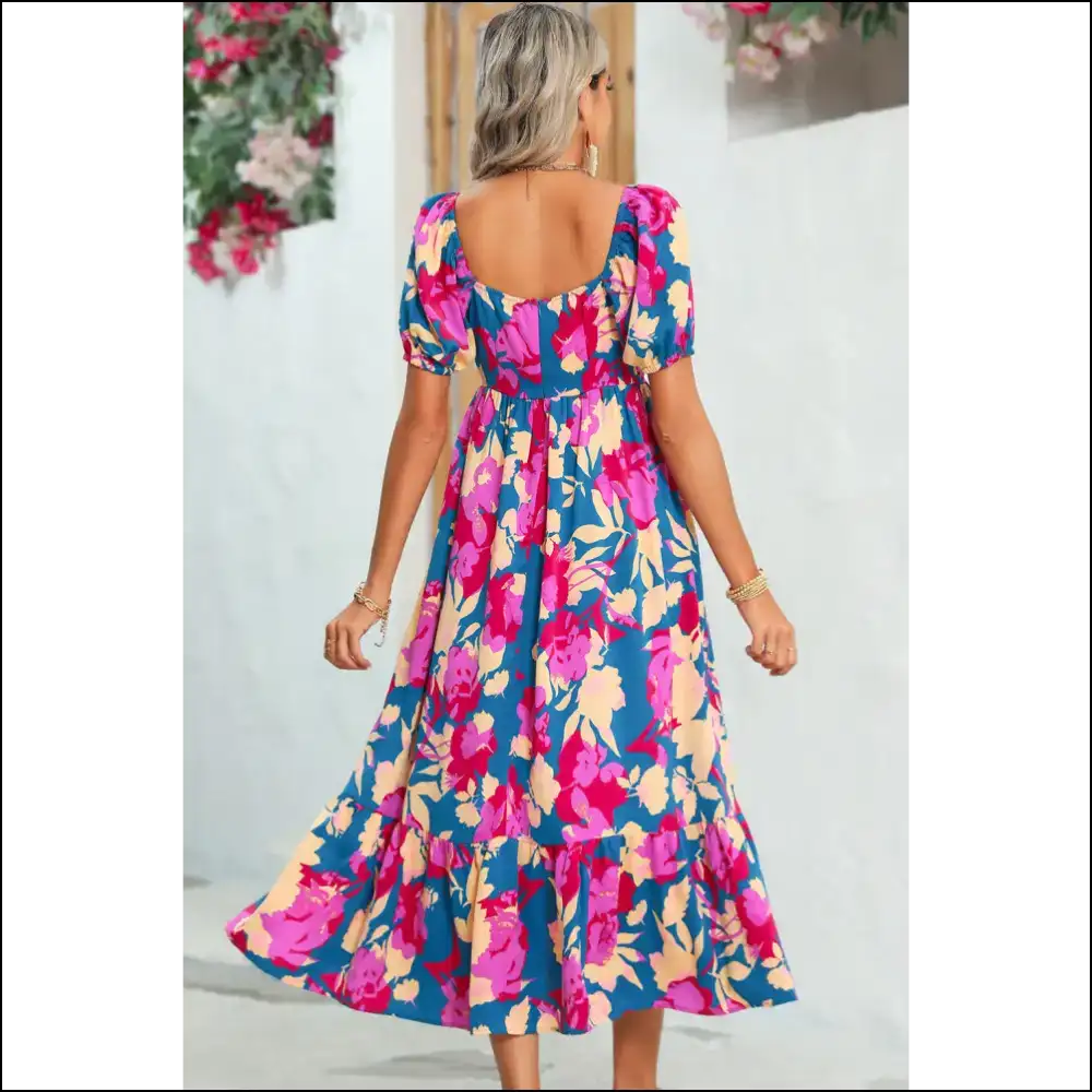 Dark Blue Floral Dress: Prepare for Compliments (and Maybe a Few Stares) Needful Things 💙 Chic Ruffle Hem - Maxi Dresses on Sale Worldwide