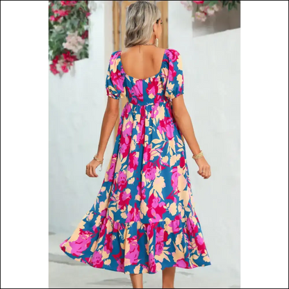 Dark Blue Floral Dress: Prepare for Compliments (and Maybe a Few Stares) Needful Things 💙 Chic Ruffle Hem - Maxi Dresses on Sale Worldwide