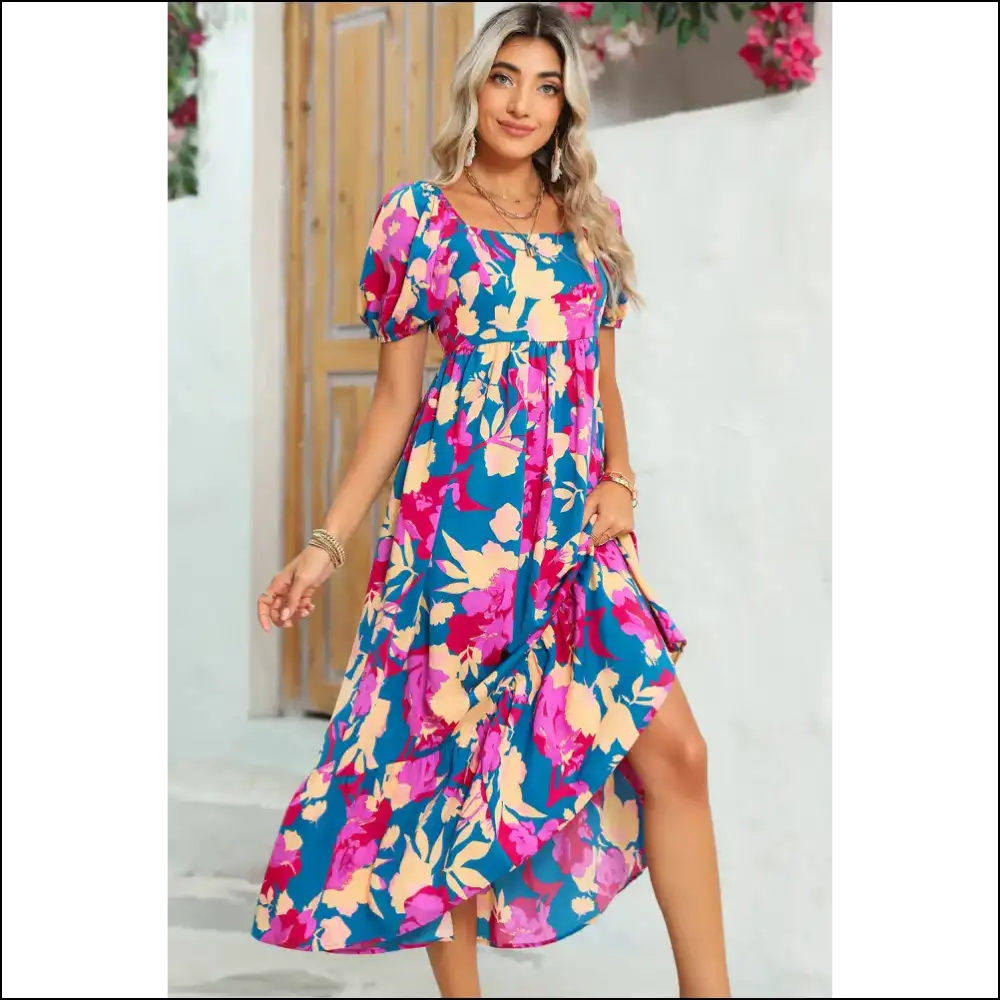 Dark Blue Floral Dress: Prepare for Compliments (and Maybe a Few Stares) Needful Things 💙 Chic Ruffle Hem - Maxi Dresses on Sale Worldwide