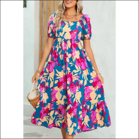 Dark Blue Floral Dress: Prepare for Compliments (and Maybe a Few Stares) Needful Things 💙 Chic Ruffle Hem - s - Maxi Dresses on Sale