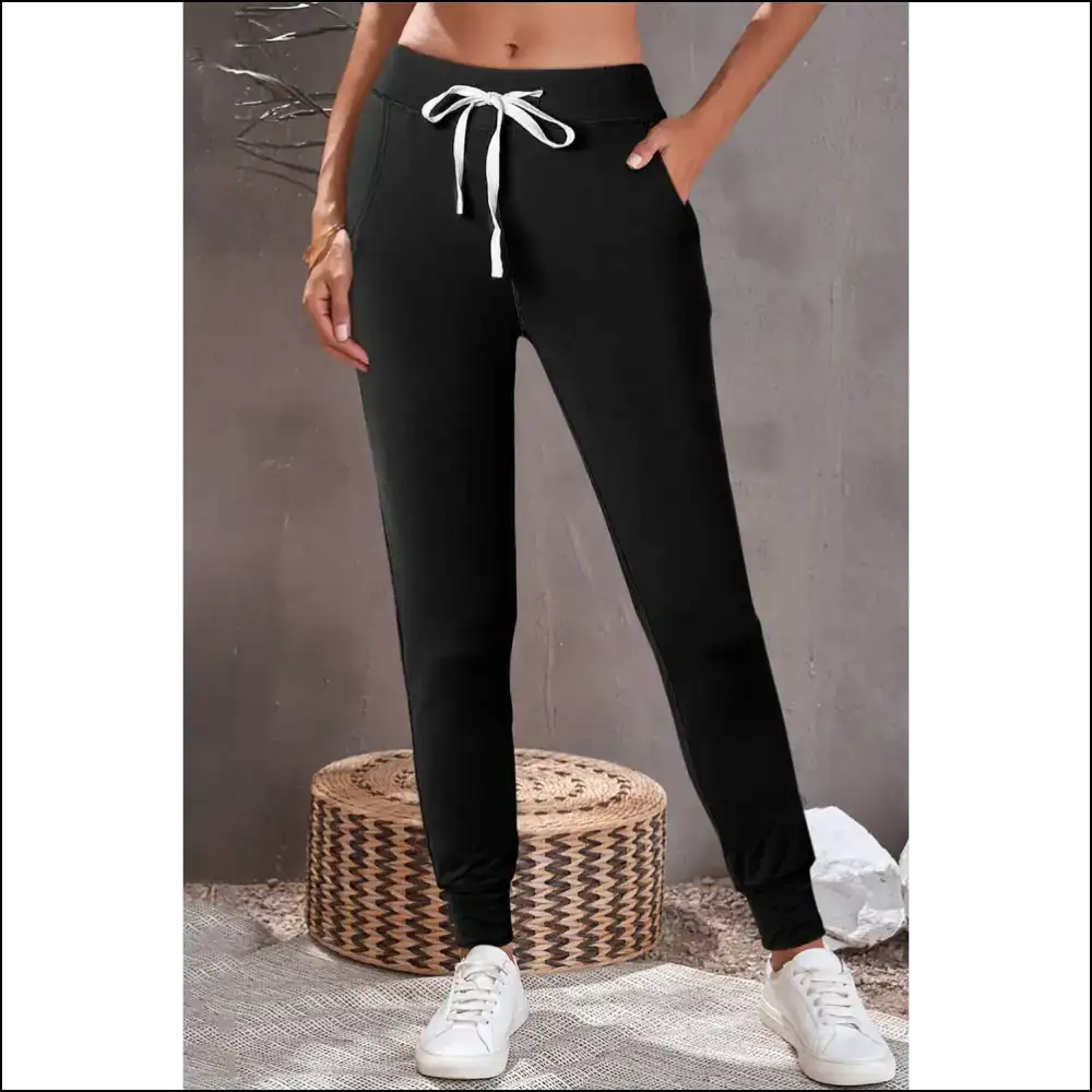 Dark Brown Casual Drawstring Joggers: Basically Pants 💩 Needful Things - Black / s - on Sale Worldwide Shipping