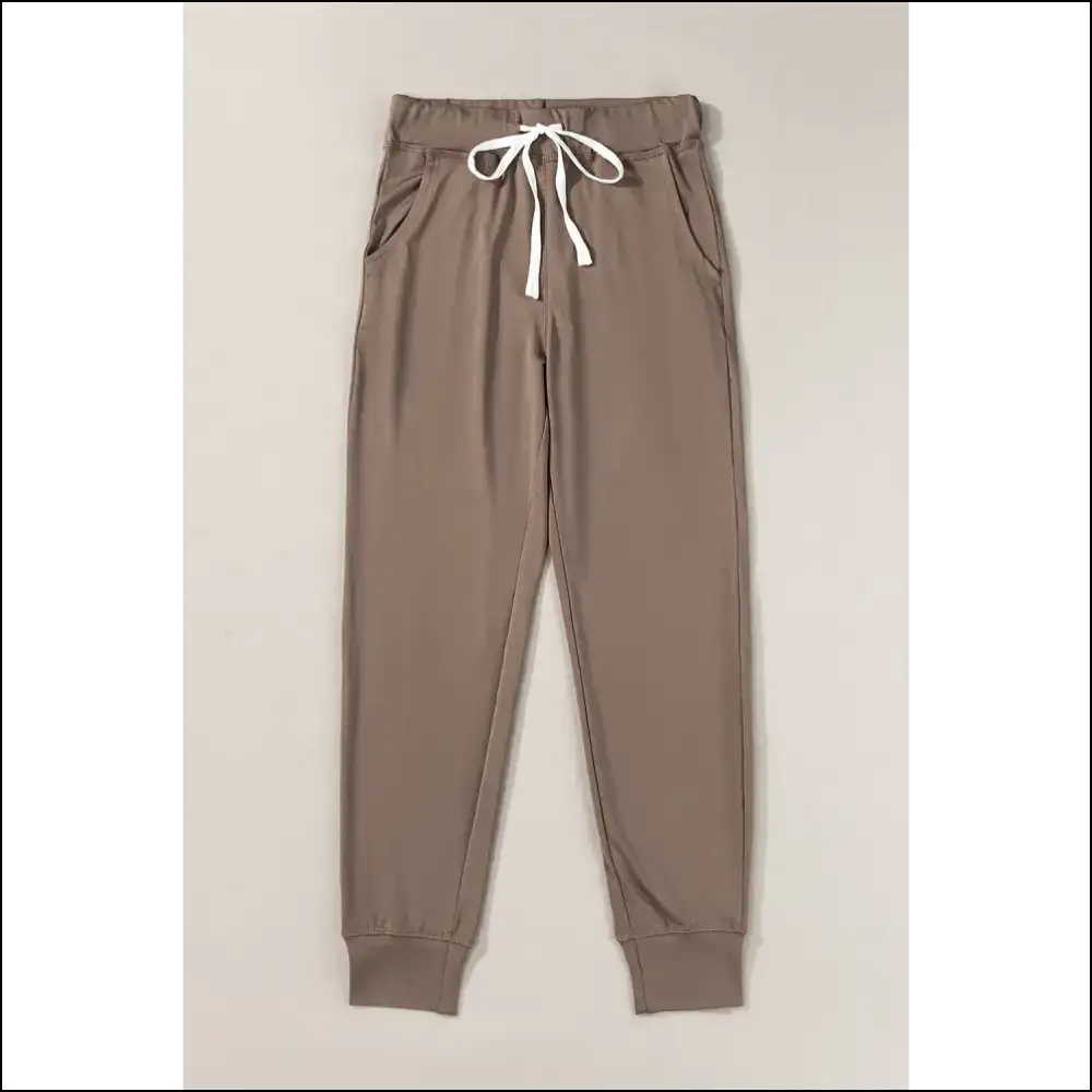 Dark Brown Casual Drawstring Joggers: Basically Pants 💩 Needful Things - on Sale Worldwide Shipping
