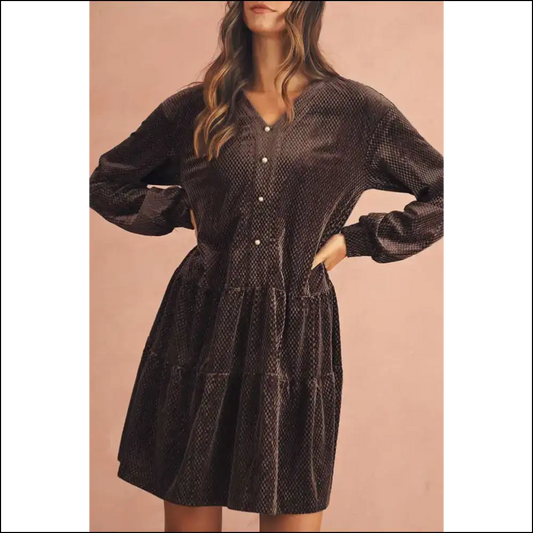 Dark Brown Mini Dress: Feeling Good in Velvet 😈 Needful Things - s - Short Dresses on Sale Worldwide Shipping