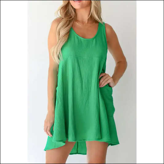 Dark Green Crinkle Mini Dress: i Own this Room (and you Know It) 😈 Needful Things - s - Short Dresses on Sale Worldwide Shipping