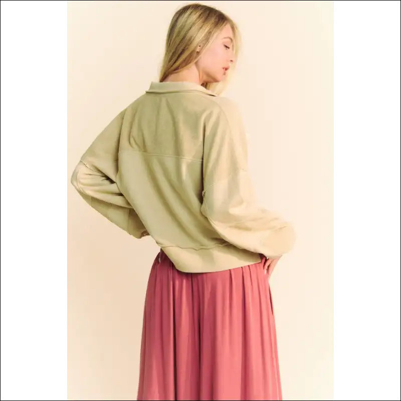 Davi & Dani Lace Up Exposed Seam French Terry Top - Sweatshirts Hoodies on Sale Worldwide Shipping